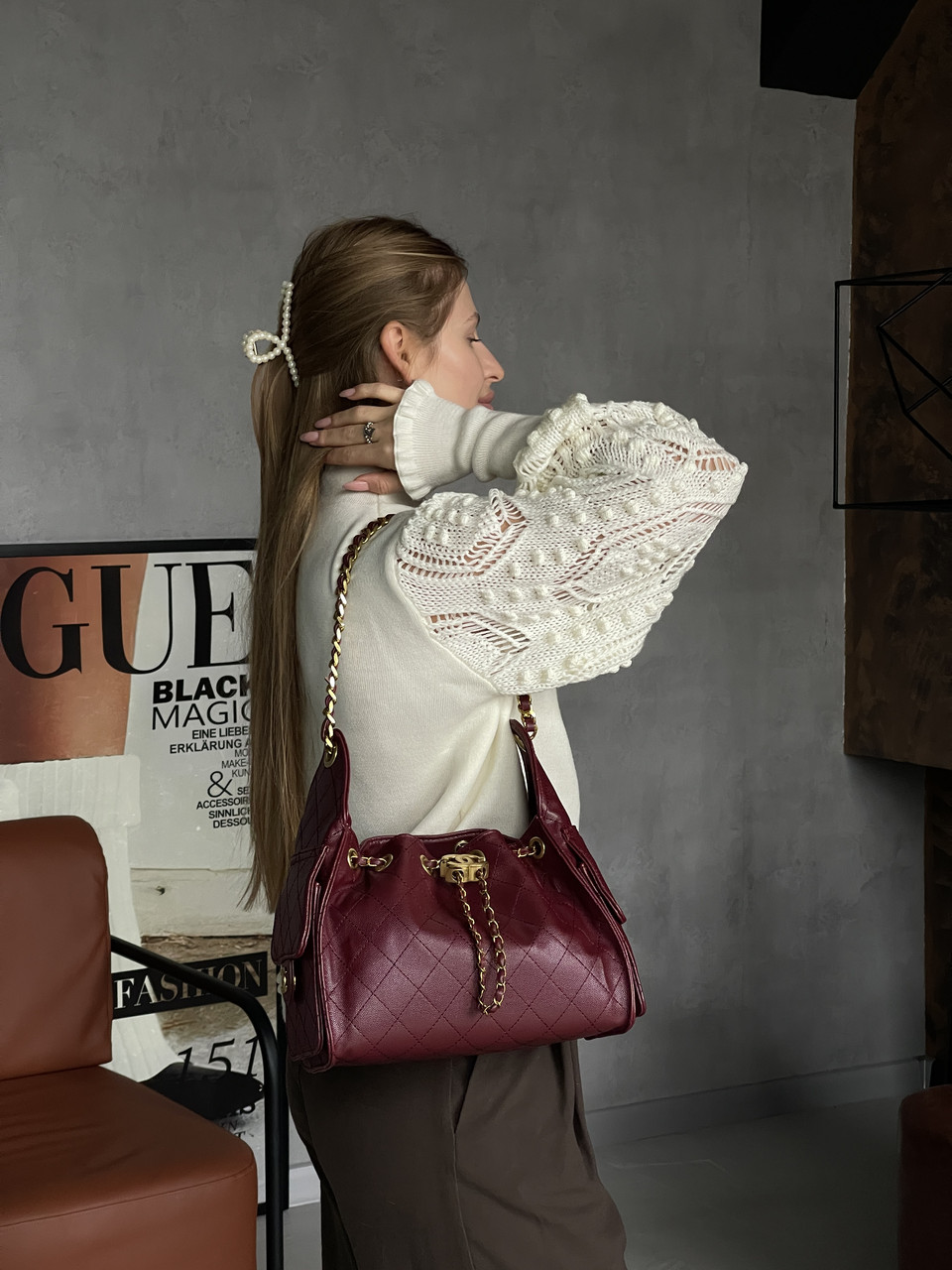 Сумка жіноча Chanel 25 Small Handbag (пильник у комплекті) Бордовий, фото 1