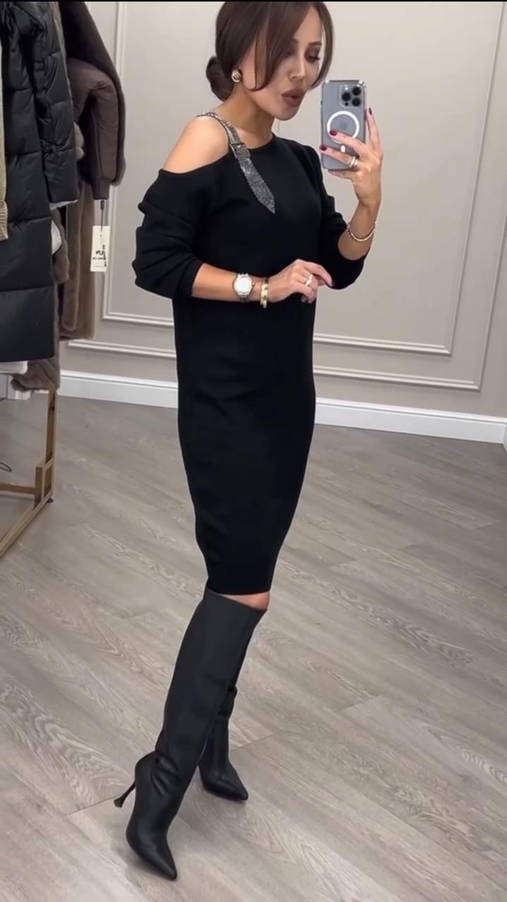 Елегантна сукня з ангори Модель: 771-625 Колір: чорний, фото 1