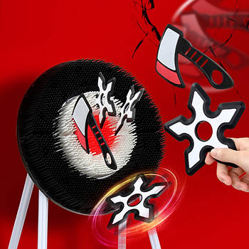 Ігрова мішень для дартсу + Топорики + Сюрікени / Стійка-мішень для метання топорів та зірочок / Набір для гри на вулиці