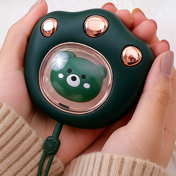 Електрична грілка для рук Котяча лапка, USB, Зелена / Міні обігрівач для рук / Кишеньковий обігрівач / Електрогрілка