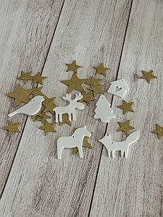 Набір білих підвісок 7 шт • новорічні прикраси • бірки на подарунки • декор ялинки • 3D друк