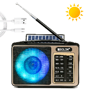 Радіоприймач з Bluetooth, USB, SD та підсвіткою, GOLON RX-BT806SD / Портативне радіо на акумуяторі