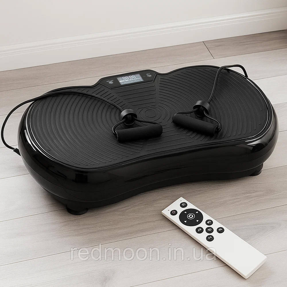 Віброплатформа для схуднення, 2 еспандери + пульт, Чорна / Вібраційна платформа для тренувань / Фітнес-платформа, фото 1