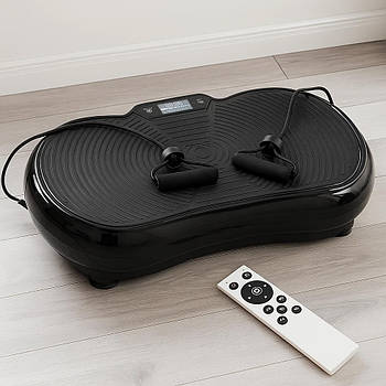 Віброплатформа для схуднення, 2 еспандери + пульт, Чорна / Вібраційна платформа для тренувань / Фітнес-платформа