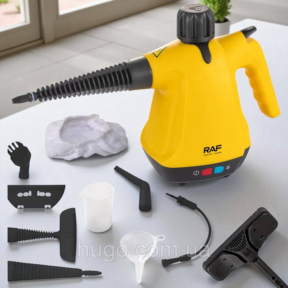 Компактний пароочисник RAF R-1292: 1000 Вт, резервуар 350 мл, 6 змінних насадок / Пароочисник з функцією відпарювання /, фото 1