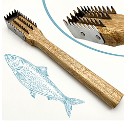 Рибочистка скребок для чищення риби з дерев'яною ручкою 24.5 см