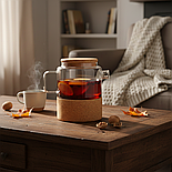 Заварювальний чайник Herisson скляний 1 л на корковій підставці, фото 3