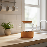 Заварювальний чайник Herisson скляний 1 л на корковій підставці, фото 4