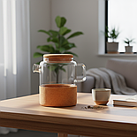 Заварювальний чайник Herisson скляний 1 л на корковій підставці, фото 2