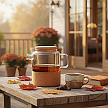 Заварювальний чайник Herisson скляний 1 л на корковій підставці, фото 5