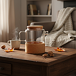 Заварювальний чайник Herisson скляний 1 л на корковій підставці, фото 6