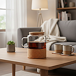 Заварювальний чайник Herisson скляний 1 л на корковій підставці, фото 8