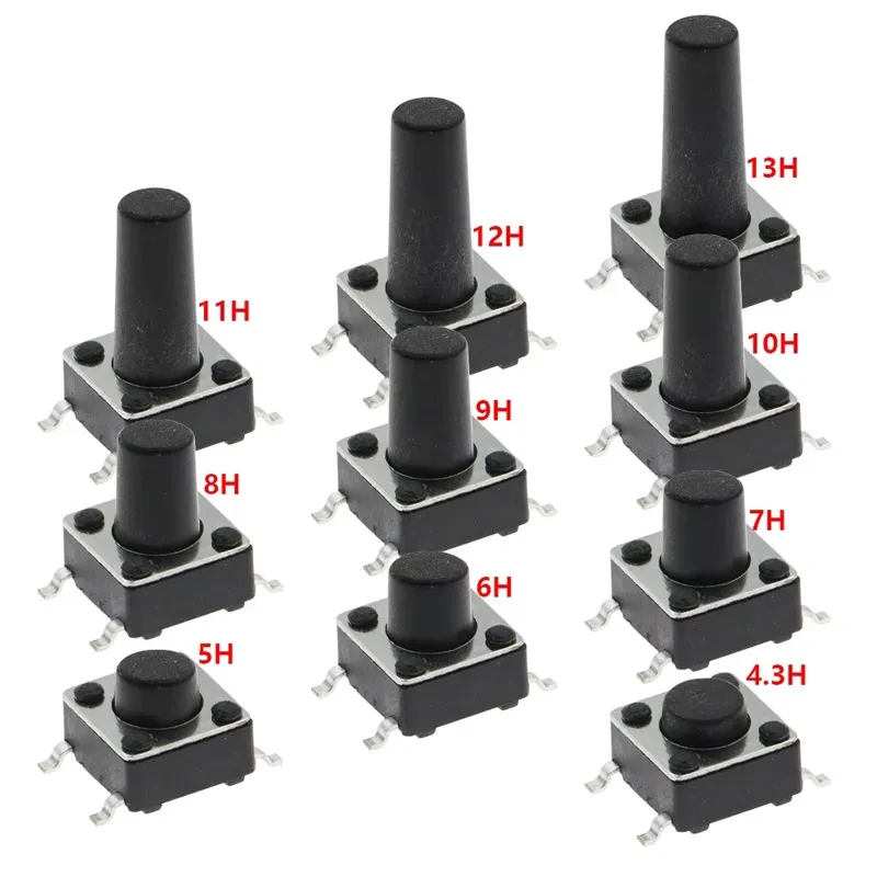 Кнопка тактова SMD 6×6×10 мм, 4-контактна, фото 1