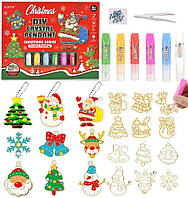 Набір для творчості Christmas DIY Crystal Pendant Різдвяні вітражі Новорічна ялинка набір для дітей з фарбами та блискітками