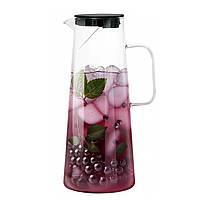 Скляний глечик 1,8 л із пластиковою кришкою, прозорий термостійкий, боросилікатне скло, для гарячих і холодних напоїв, води, соку, фото 9