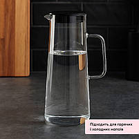 Скляний глечик 1,8 л із пластиковою кришкою, прозорий термостійкий, боросилікатне скло, для гарячих і холодних напоїв, води, соку, фото 8