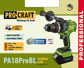Шурупокрут акумуляторний Procraft PA18ProBL (1 акумулятор і зарядний)