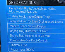 Сушилка для овощей и фруктов SENCOR SFD 750WH, фото 3