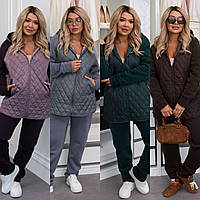 Жіночий теплий спортивний костюм на блискавці батал: 48-50, 52-54, 56-58, 60-62. Кольори: шоколад, смарагд, баклажан, сірий.