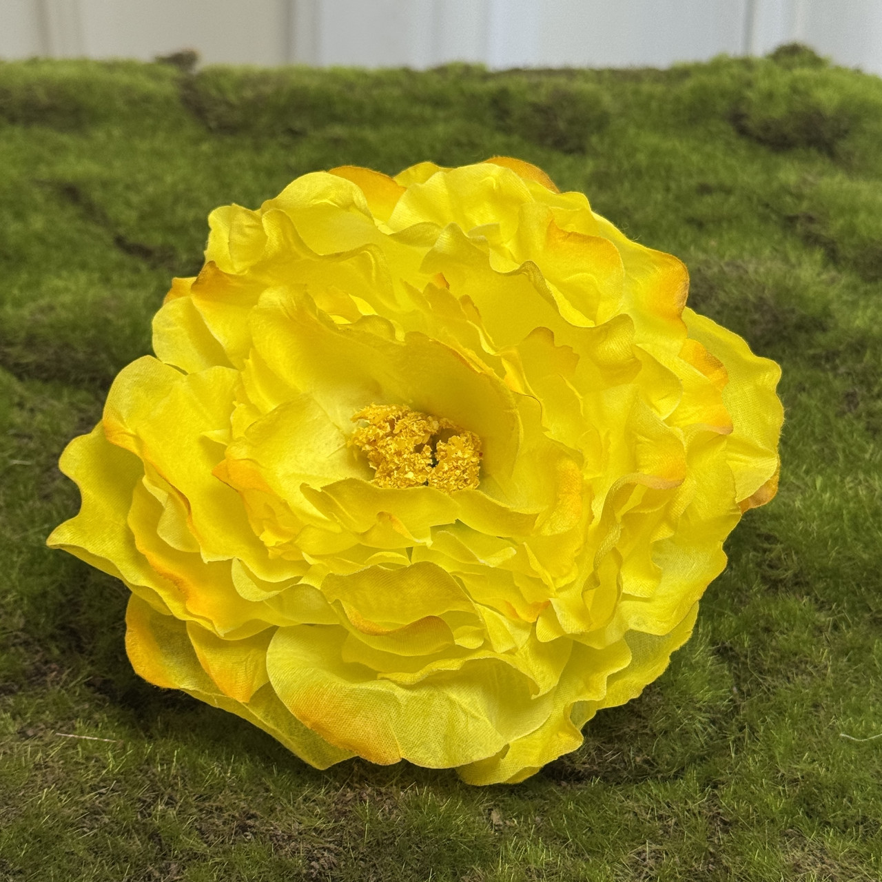 Штучний півонія жовтий, 12 шт. Півонія штучний діаметром 15 см, Штучний півонія для декору., фото 1