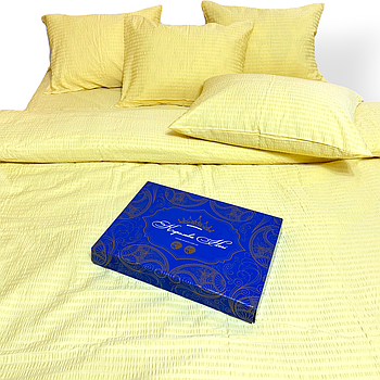 Постільна білизна Королева Ночі (Сатин Жатка Premium) | Полуторний комплект | 50х70 | Однотонний жовтий