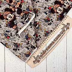 Тринитка з начісом "Місто Міккі і Міні" щільність 330г/м.