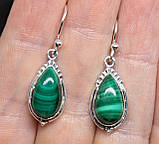 Сережки. Натуральний малахіт. Срібло 925., фото 3
