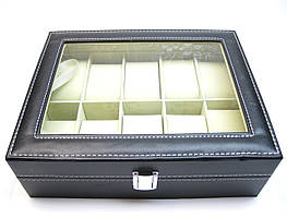 Коробка для хранения часов 10 мест, эко кожа черная
