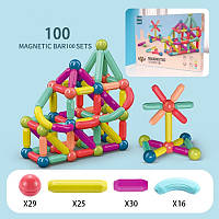 Дитячий STEM Magnetic Sticks магнітний 3D конструктор набір кольорових деталей  100 шт дитячий набір
