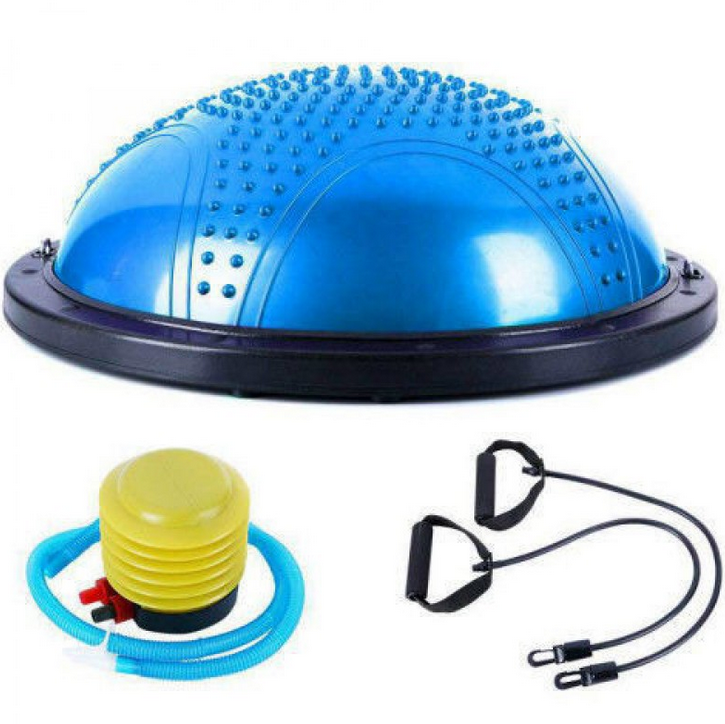 💙Гімнастична півсфера для фітнесу PF-01 Балансувальна масажна подушка платформа для фітнесу 60см, Синій, фото 1