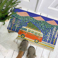 Килимок придверний з принтом Автобус з ялинкою
