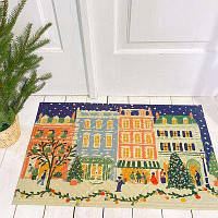 Килимок придверний з принтом Зимові будиночки
