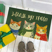 Килимок придверний з принтом Заходь, тут тепло!