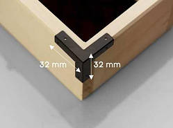 Куточок декоративний. Колір чорний. 32х32х32мм / Куточок декоративний. Колір чорний. 32х32х32мм