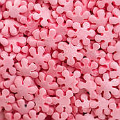 Посипка кондитерська Коктейль Сніжинки рожеві перламутрові, 50 г П925