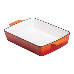 Форма для запікання чавунна 40х23.6х6 см форма для випічки 3 л Помаранчева HP-1-9O Доставка по Україні