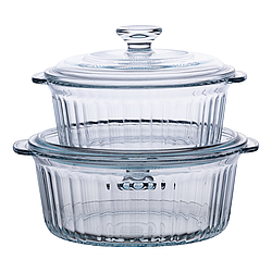 Форми для запікання набір 2 шт скляні з кришками круглі HP-34-26 Доставка по Україні