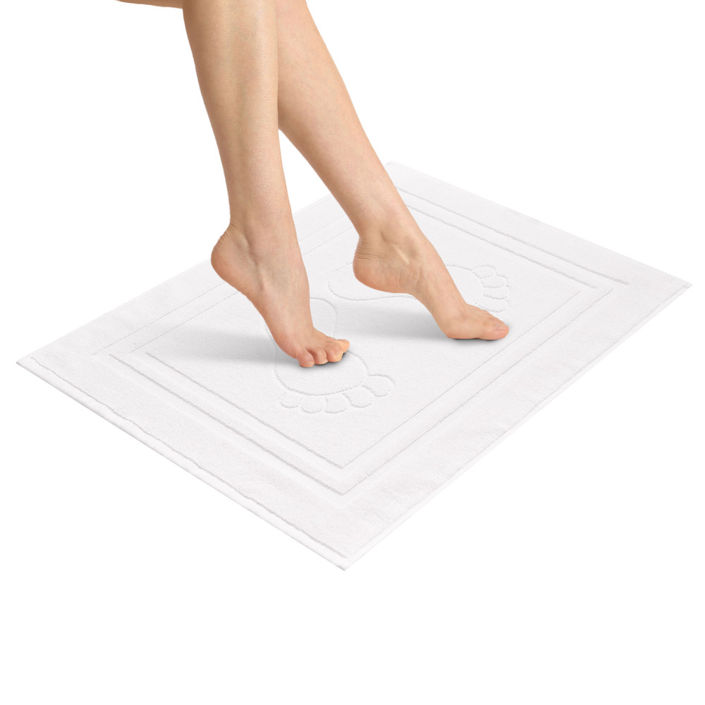 Килимок для ніг і ванної кімнати 50х70 см бавовна жакард з ніжками пл 700 г/м2 білий, фото 1