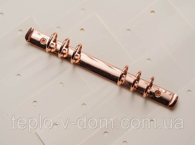 Затискачі канцелярські для папок меню. Колір "рожеве золото". 230х20мм. Кільце 25мм