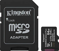 Карта пам`яті Kingston 64Gb, micro SD, Class 10, Canvas Select Plus