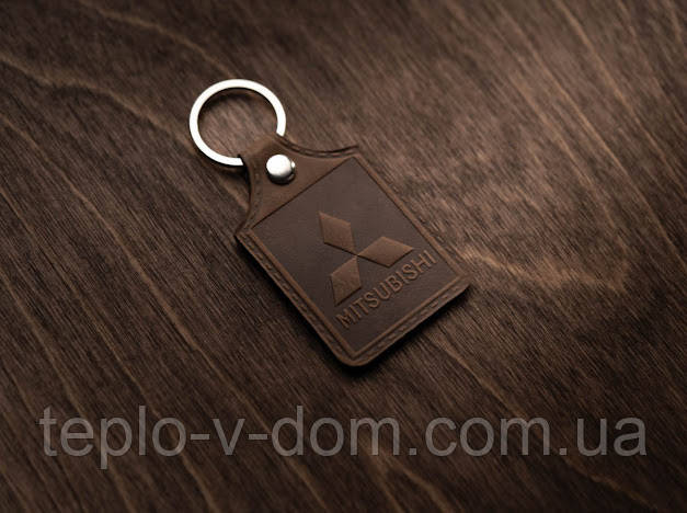 Брелок шкіряний. Mitsubishi. 43x65мм. Колір Коричневий.