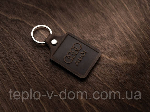 Брелок шкіряний. Audi. 43x65мм. Колір Коричневий.