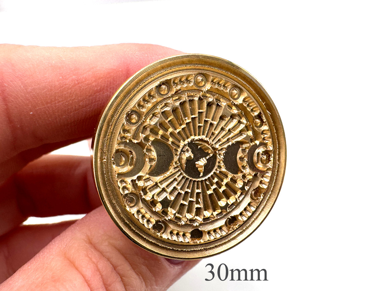 Фазы Луны - Печать для сургуча 3см, с деревянной ручкой, фото 1