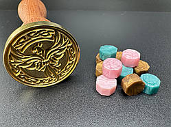 Феникс - Печать для сургуча 3см, с деревянной ручкой
