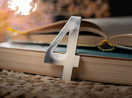 Металева цифра 4 для квартири та будинку з нержавіючої сталі 8см номерки на двері