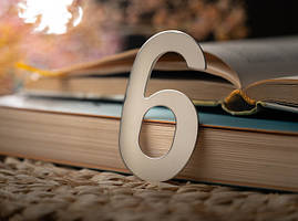 Сталева самоклеюча цифра номерок на квартиру або будинок з нержавійки цифра 6 розміром 8 см