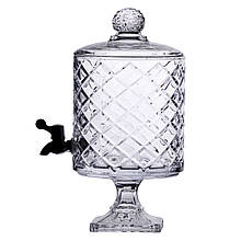 Лимонадниця зі скляним краном 39 см 4,5 л прозора на підставці HP-19-3