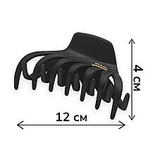 Крабик для волосся 12 х 4 см каучуковий Ліана #01 чорний FasRion