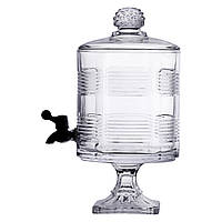 Лимонадниця з краном на підставці скляна 4,5 л прозора HP-19-2