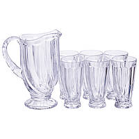 Набір глечик 1 л зі склянками 6 (шт) по 300 мл для напоїв Прозорий HP-19-24